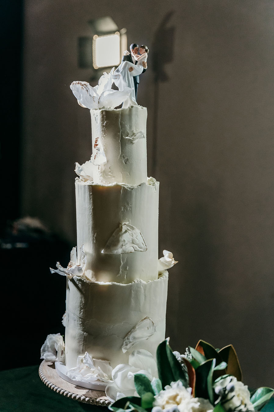 Three Tiered White Wedding Cake