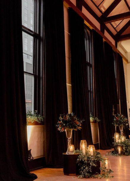 Black Velvet Draping wedding ceremony altar