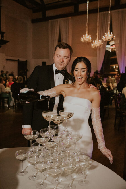 Carley and Turner's Champagne Tower at their Reception
