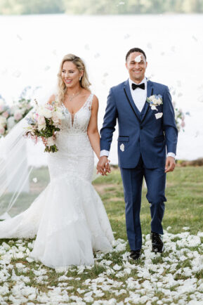 White Rose petal Flower Exit after outdoor Ceremony