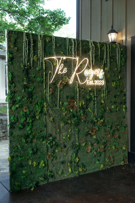 Moss Greenery Backdrop with Custom LED Sign