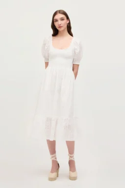 Eyelet Hill House nap dress for Folkore Era-inspired wedding rehearsal dinner