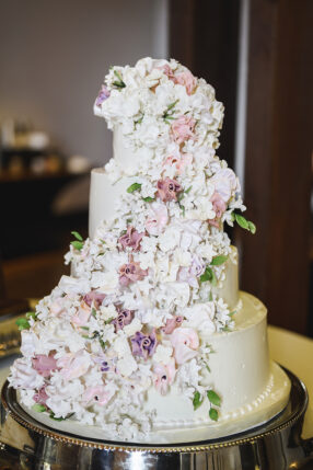 Bridgerton-Inspired Wedding Cake with Sugar Flowers