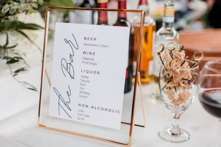 bar menu with minimalist black text