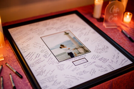 guest book alternative of a signed photo of the couple