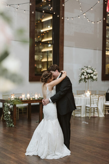 Bride and groom during private last dance at the Bell Tower