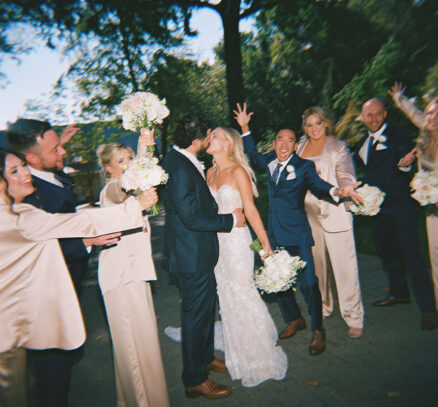 Film Photography of Megan and Jorge with Wedding Party