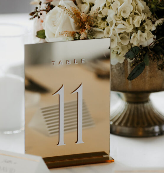 Mirrored Wedding Reception Table Number