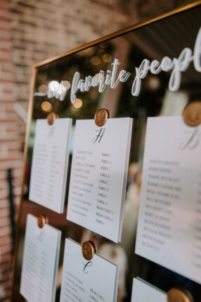 Mirror Wedding Seating Chart sign with Gold wax Seals