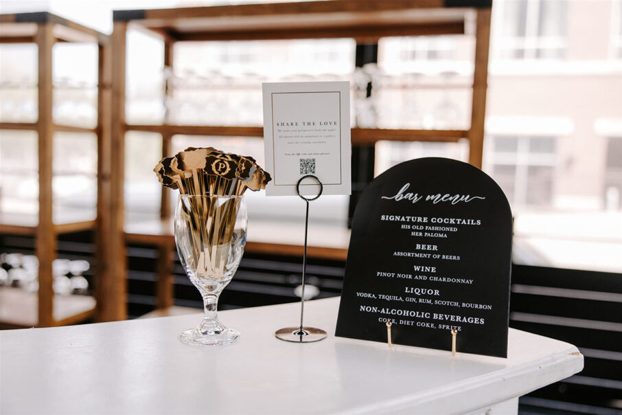 Arch Black and White Bar Signage for Wedding reception